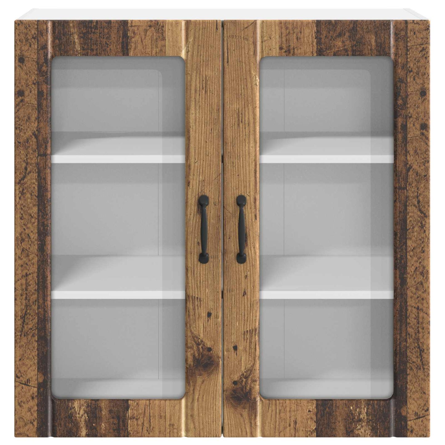 Wall Glass Cabinet LUCCA Old Wood 80 x 31 x 80 cm