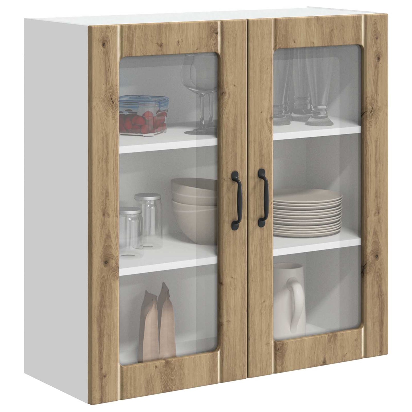Wall Glass Cabinet LUCCA Artisan Oak 80 x 31 x 80 cm