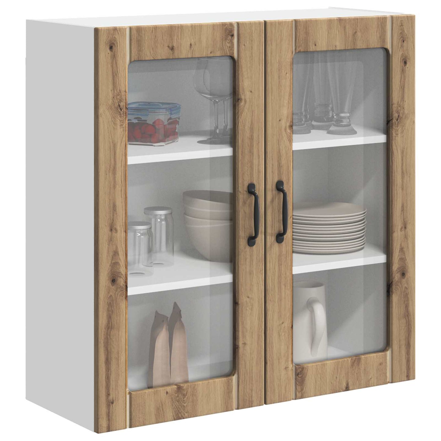 Wall Glass Cabinet LUCCA Artisan Oak 80 x 31 x 80 cm
