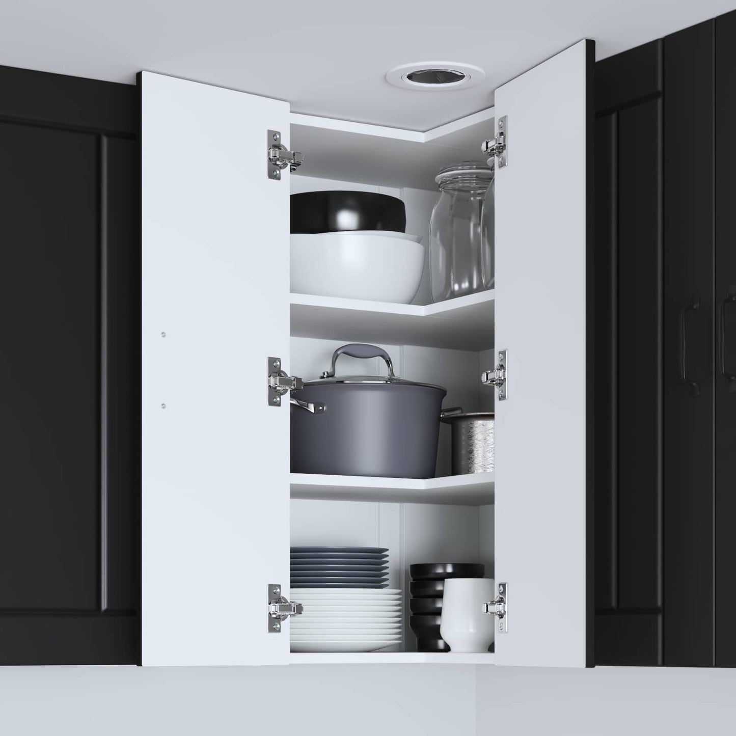 Wall Corner Cabinet LUCCA Black 57 x 57 x 80 cm Engineered Wood