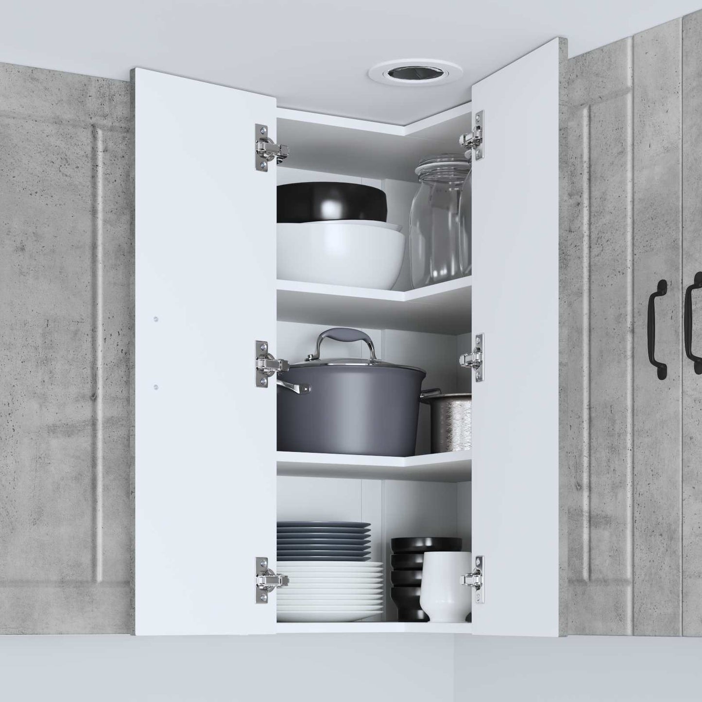 Wall Corner Cabinet LUCCA Concrete Grey 57 x 57 x 80 cm