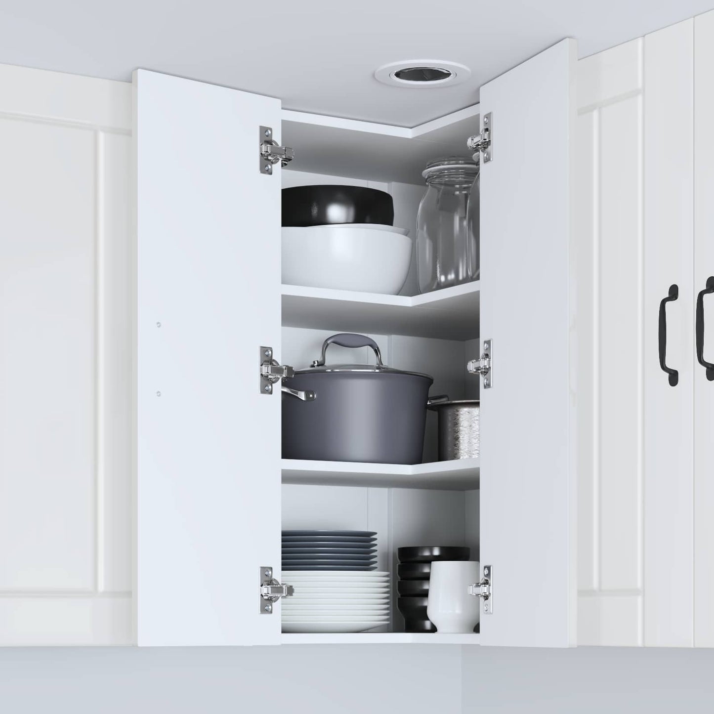 Wall Corner Cabinet LUCCA High Gloss White 57 x 57 x 80 cm