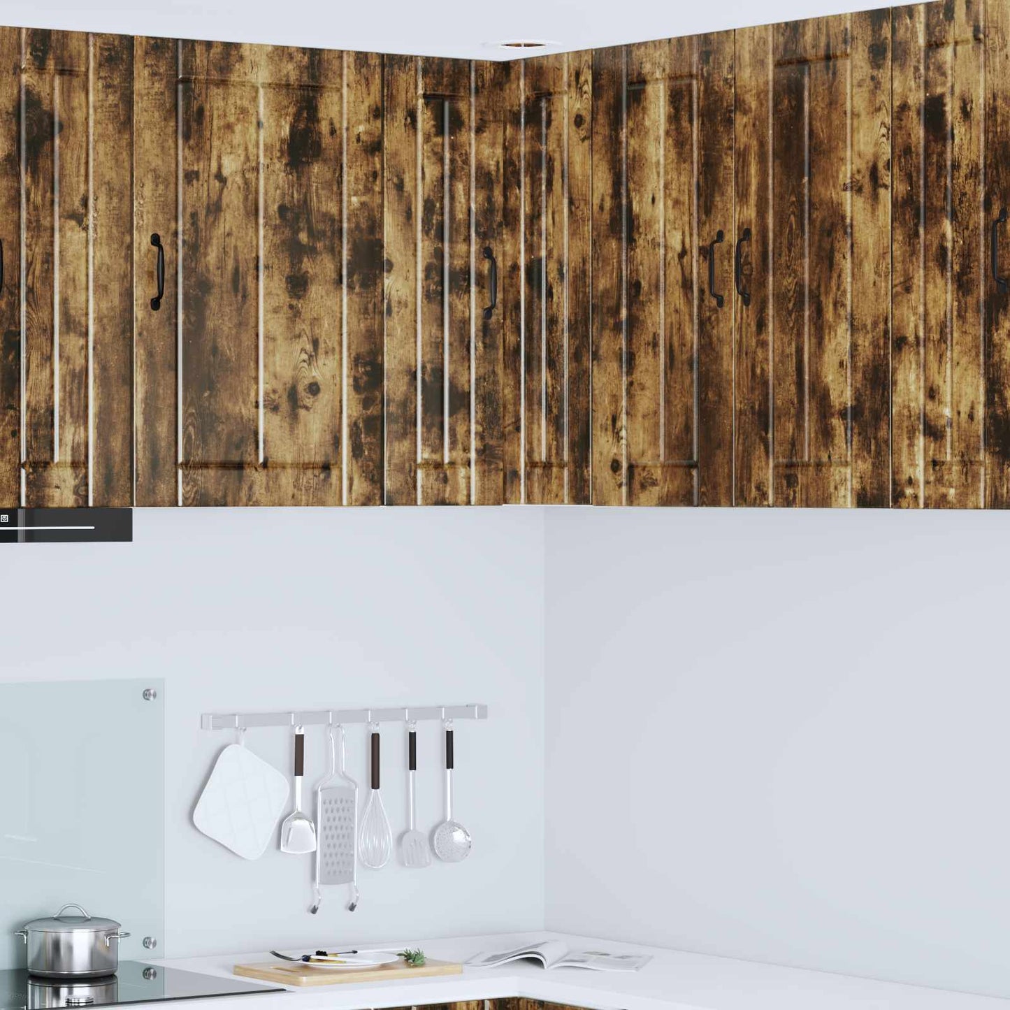 Wall Corner Cabinet LUCCA Smoked Oak 57 x 57 x 80 cm