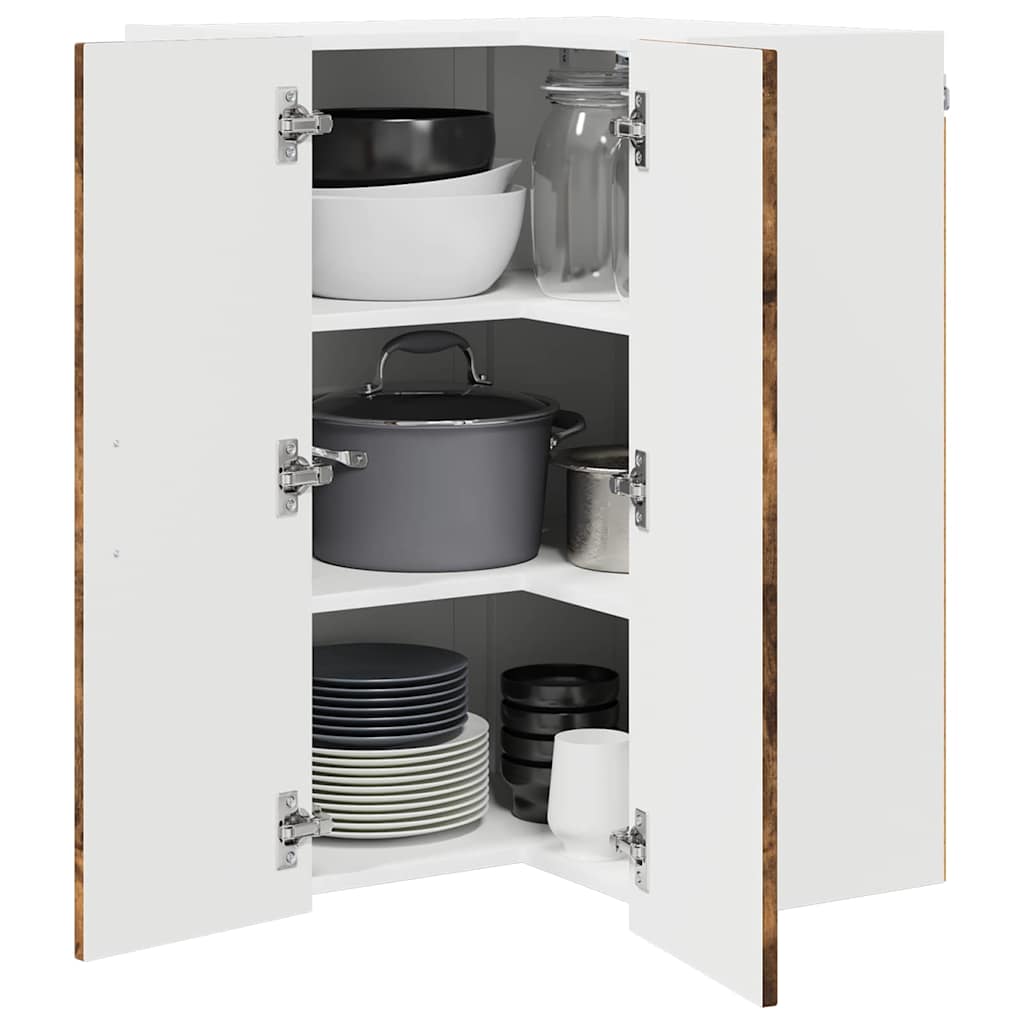 Wall Corner Cabinet LUCCA Smoked Oak 57 x 57 x 80 cm