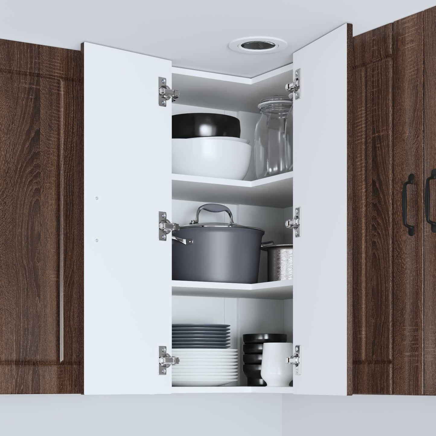 Wall Corner Cabinet LUCCA Brown Oak 57 x 57 x 80 cm