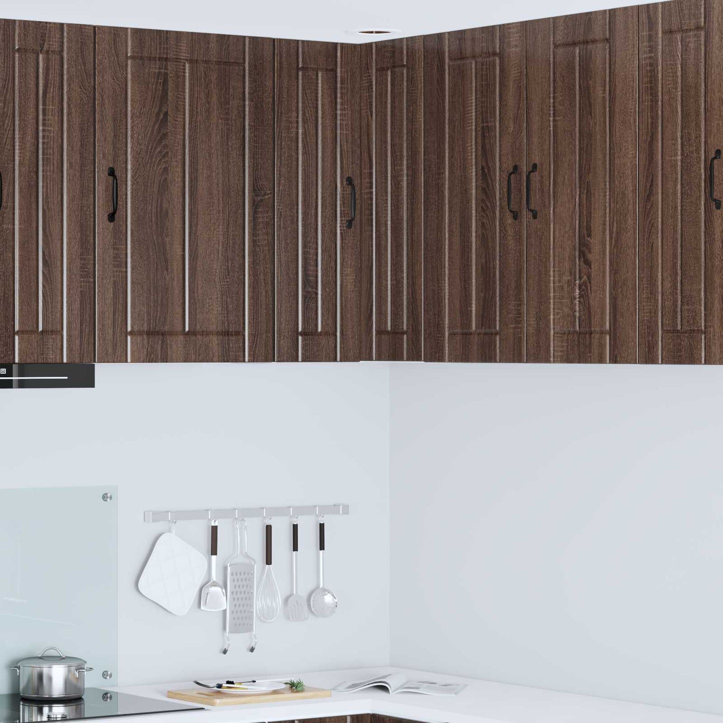 Wall Corner Cabinet LUCCA Brown Oak 57 x 57 x 80 cm