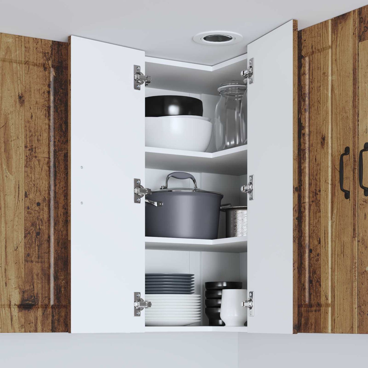 Wall Corner Cabinet LUCCA Old Wood 57 x 57 x 80 cm