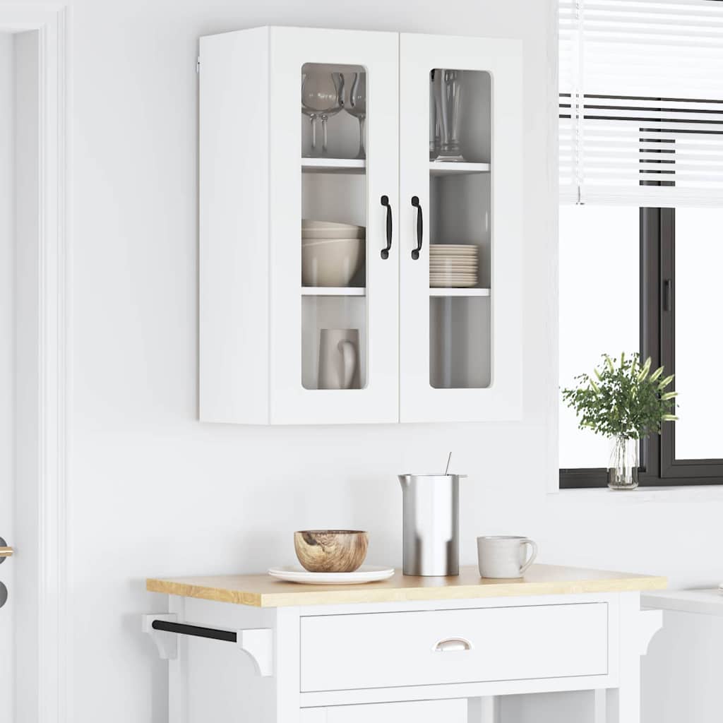 Wall Glass Cabinet LUCCA White 60 x 31 x 80 cm Engineered Wood