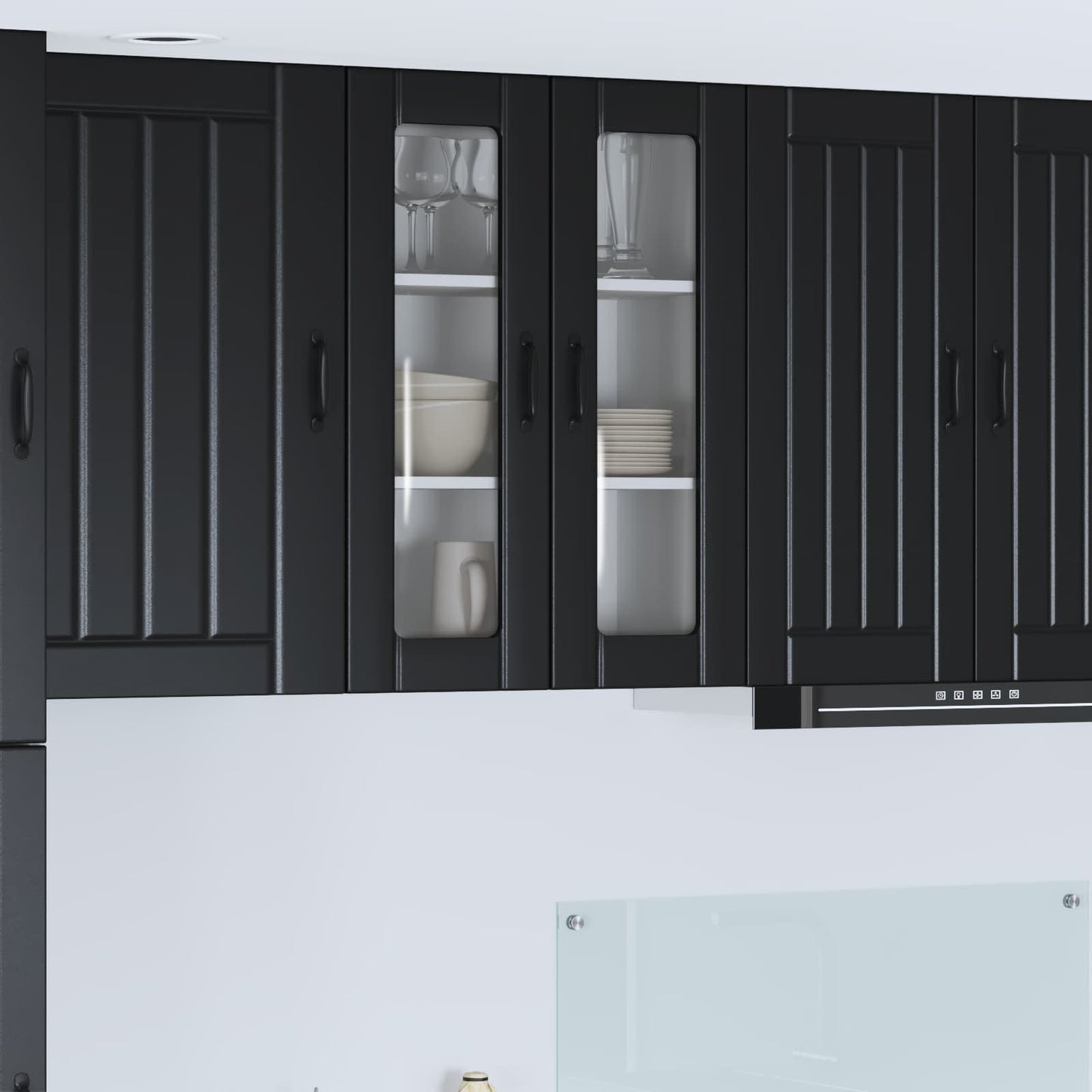 Wall Glass Cabinet LUCCA Black 60 x 31 x 80 cm Engineered Wood