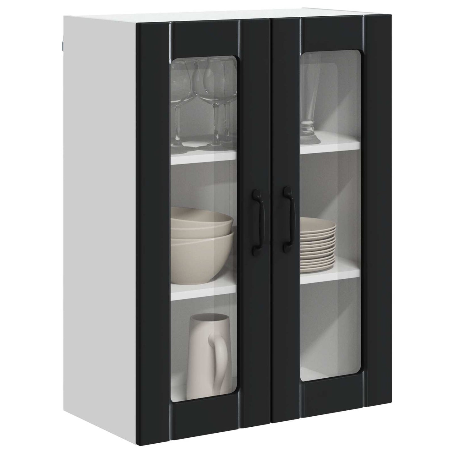 Wall Glass Cabinet LUCCA Black 60 x 31 x 80 cm Engineered Wood