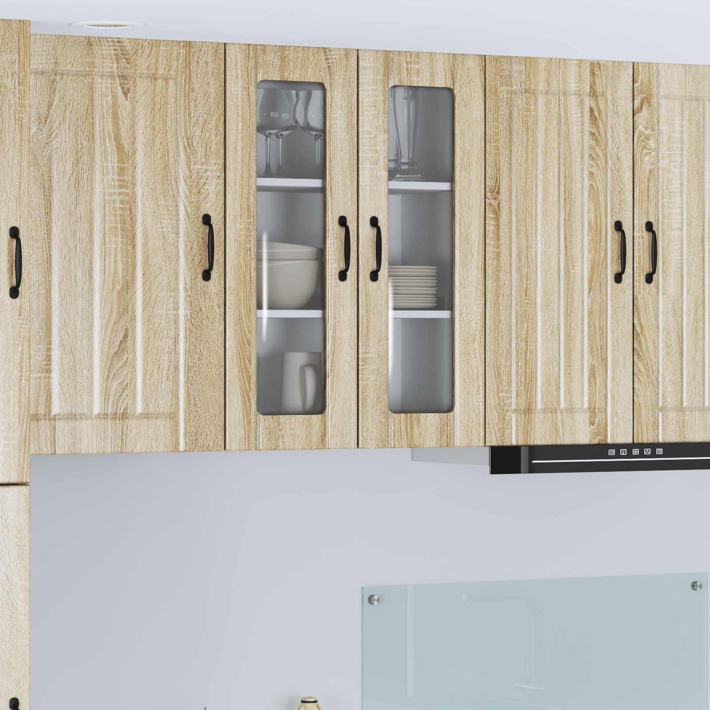 Wall Glass Cabinet LUCCA Sonoma Oak 60 x 31 x 80 cm