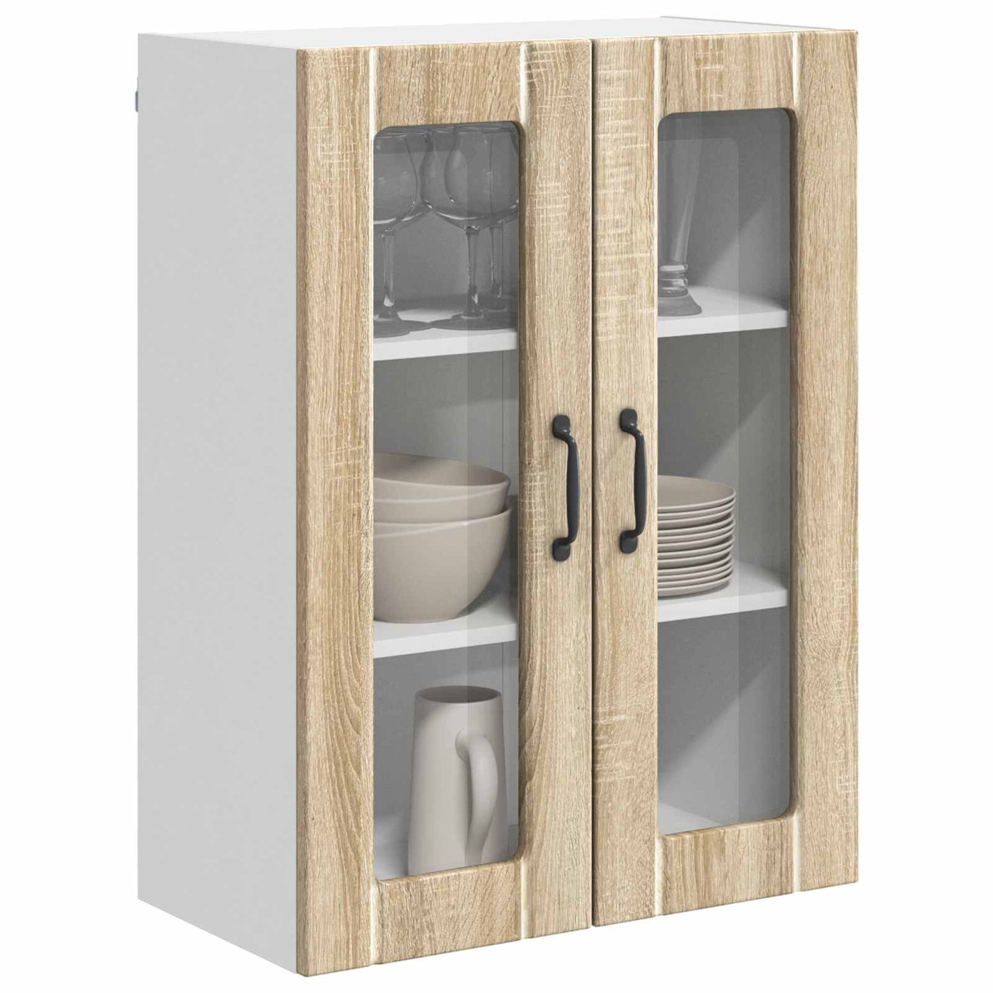 Wall Glass Cabinet LUCCA Sonoma Oak 60 x 31 x 80 cm