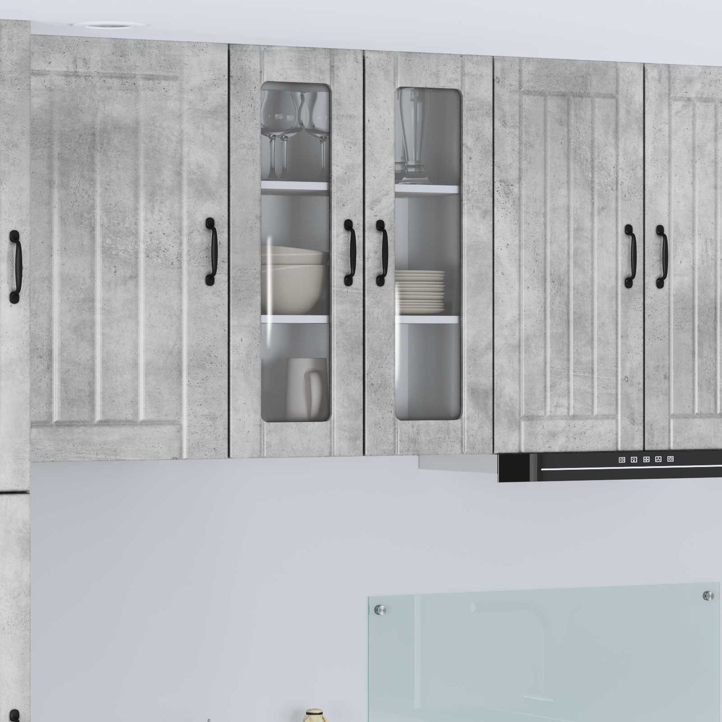 Wall Glass Cabinet LUCCA Concrete Grey 60 x 31 x 80 cm