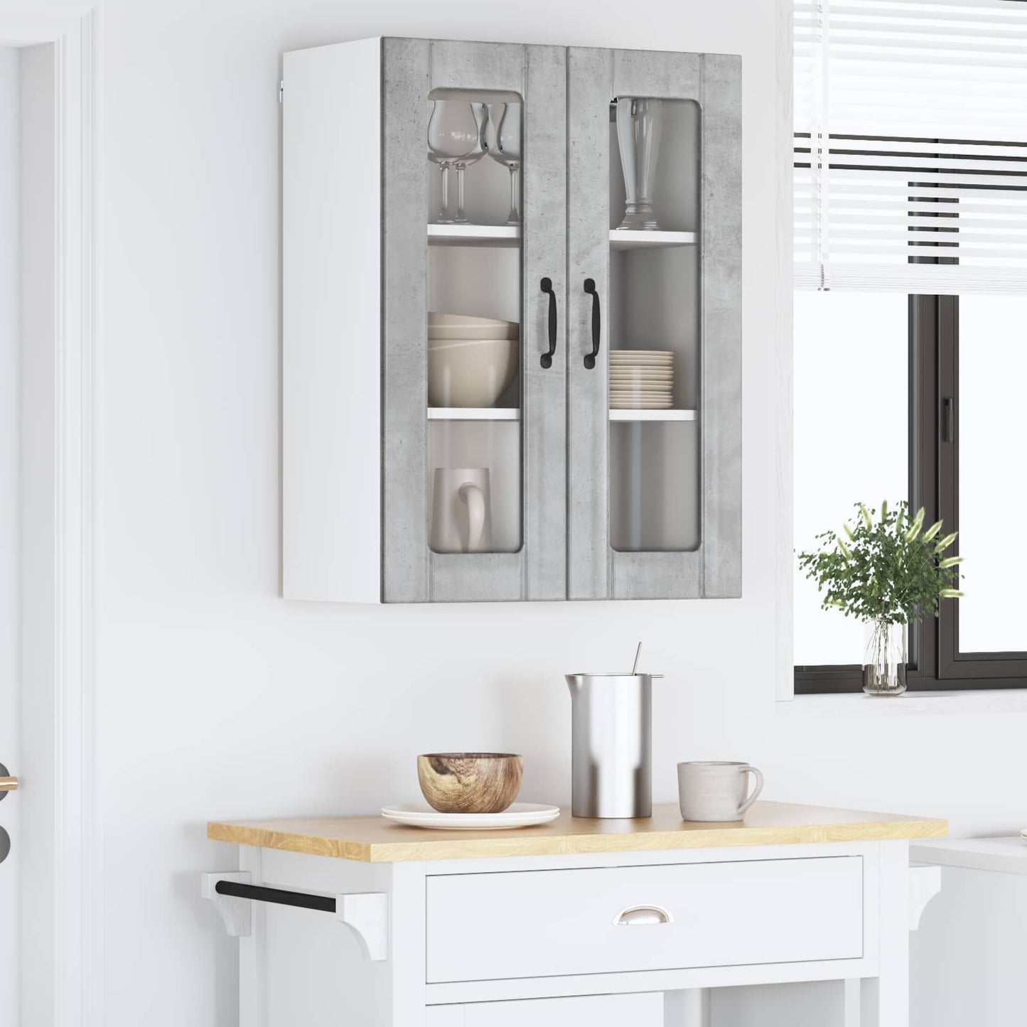 Wall Glass Cabinet LUCCA Concrete Grey 60 x 31 x 80 cm