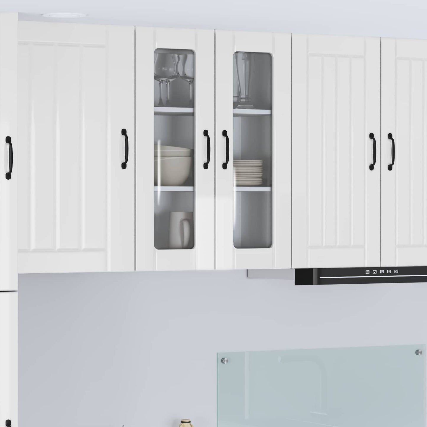 Wall Glass Cabinet LUCCA High Gloss White 60 x 31 x 80 cm