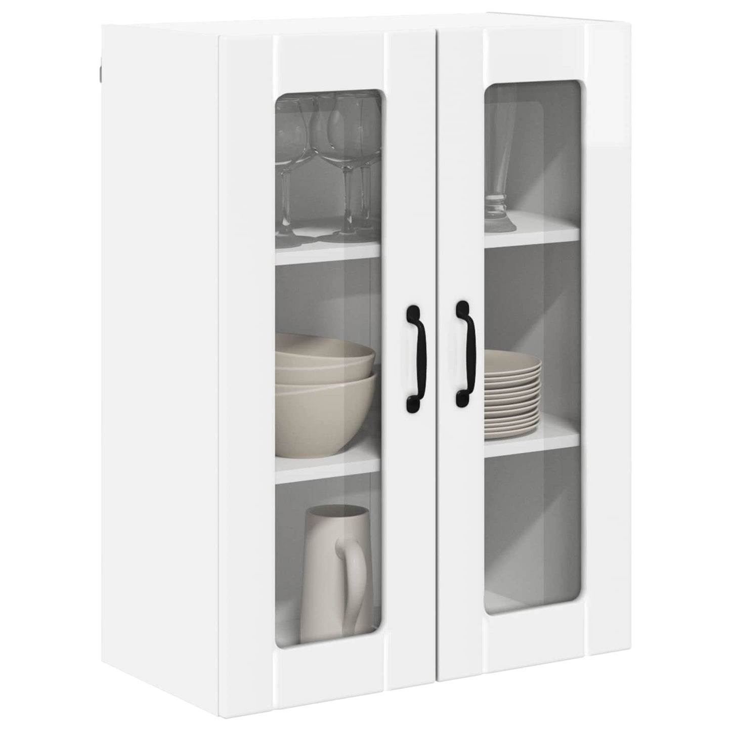 Wall Glass Cabinet LUCCA High Gloss White 60 x 31 x 80 cm