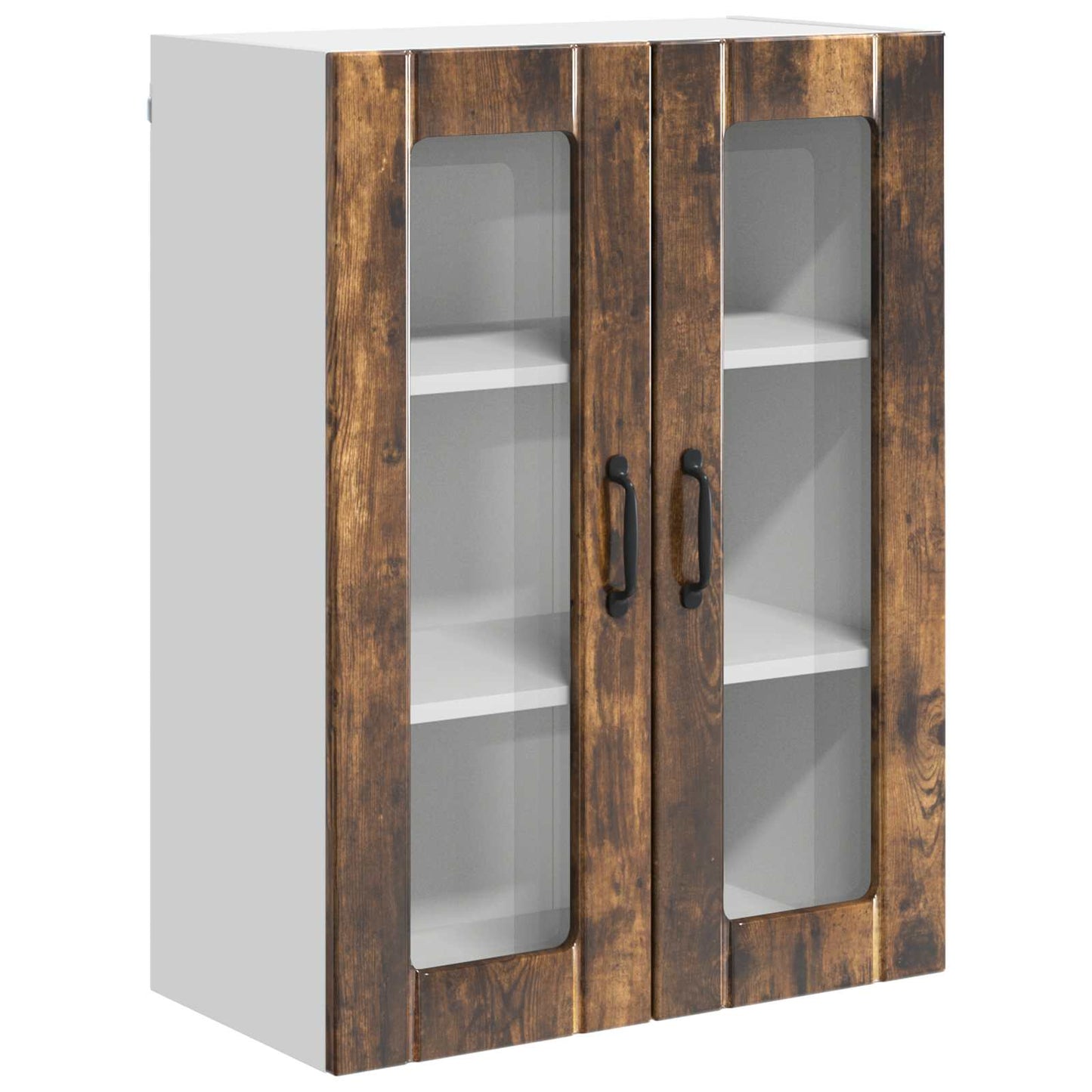 Wall Glass Cabinet LUCCA Smoked Oak 60 x 31 x 80 cm