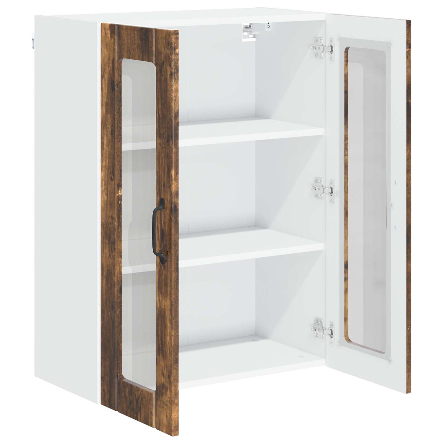 Wall Glass Cabinet LUCCA Smoked Oak 60 x 31 x 80 cm