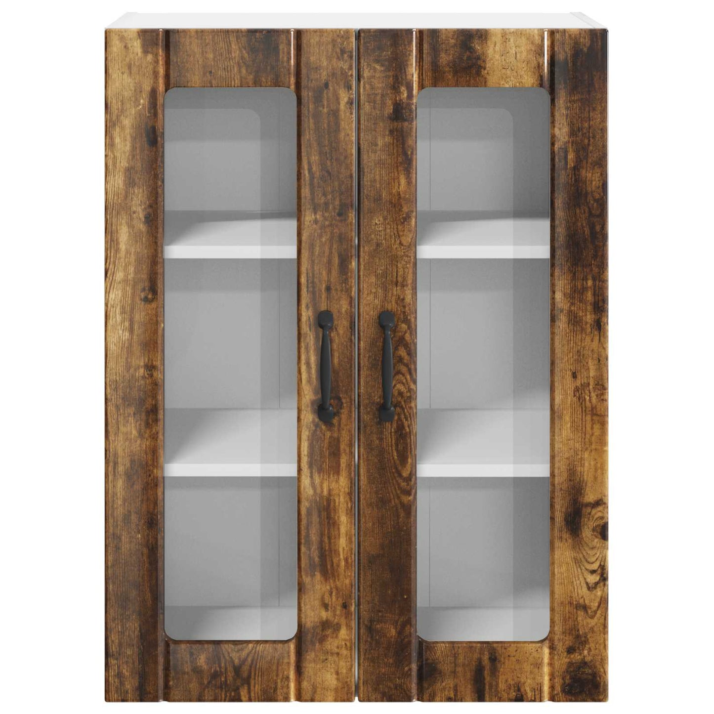 Wall Glass Cabinet LUCCA Smoked Oak 60 x 31 x 80 cm