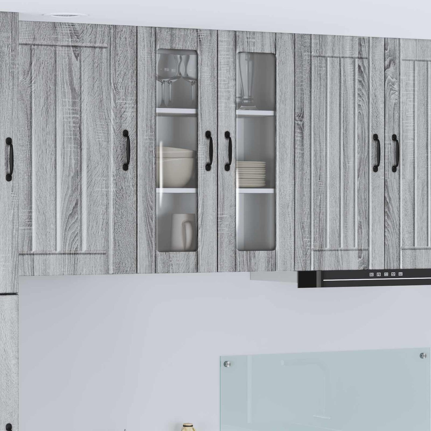 Wall Glass Cabinet LUCCA Grey Sonoma 60 x 31 x 80 cm