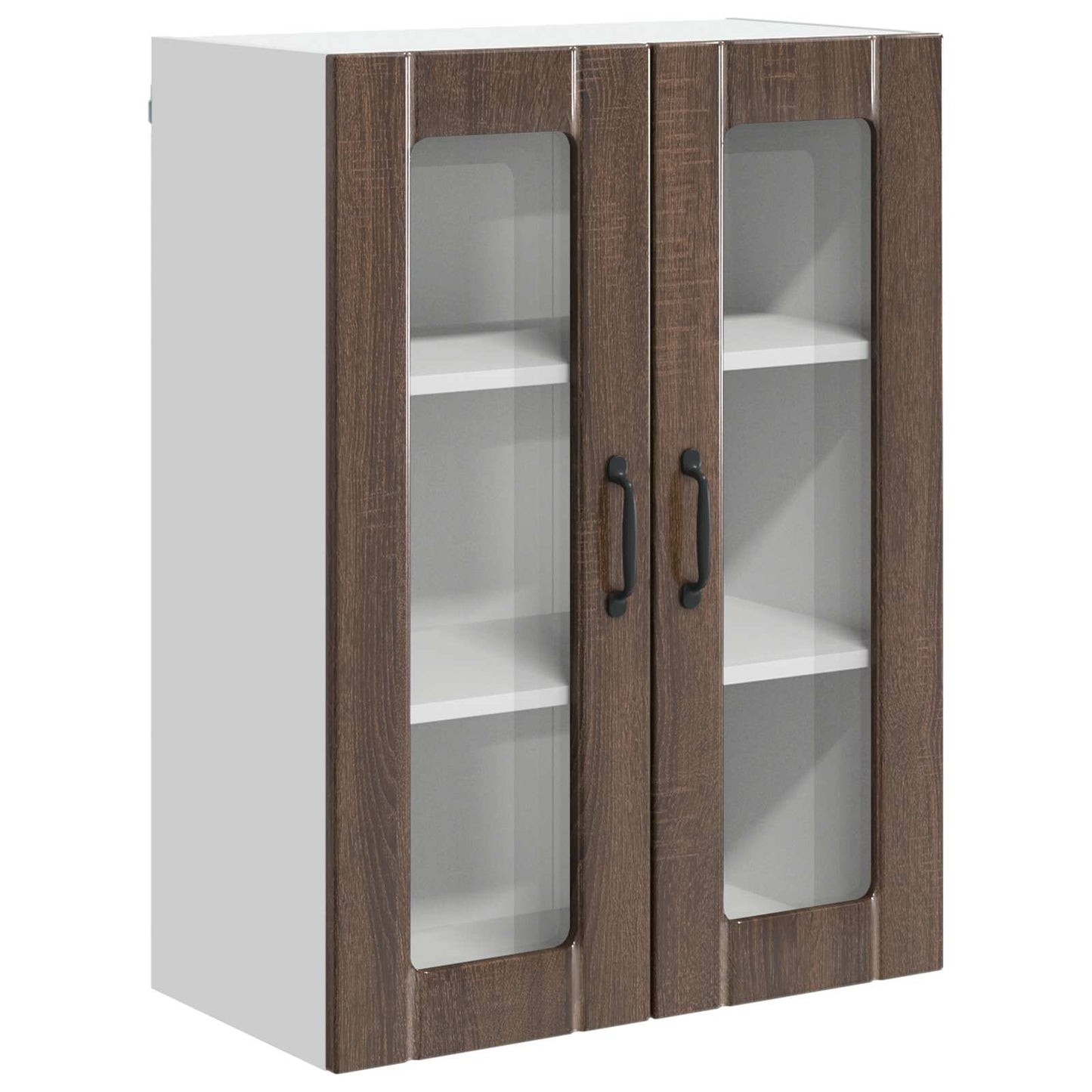 Wall Glass Cabinet LUCCA Brown Oak 60 x 31 x 80 cm