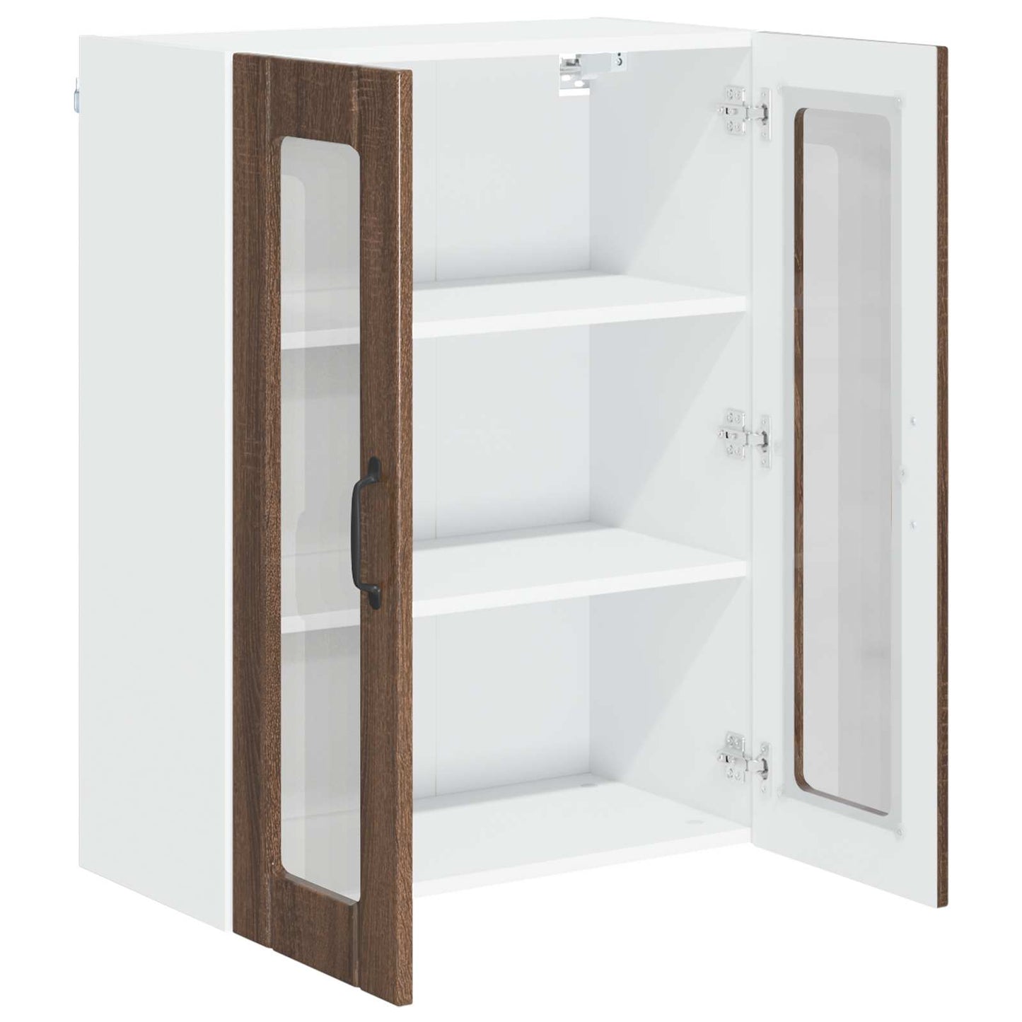 Wall Glass Cabinet LUCCA Brown Oak 60 x 31 x 80 cm