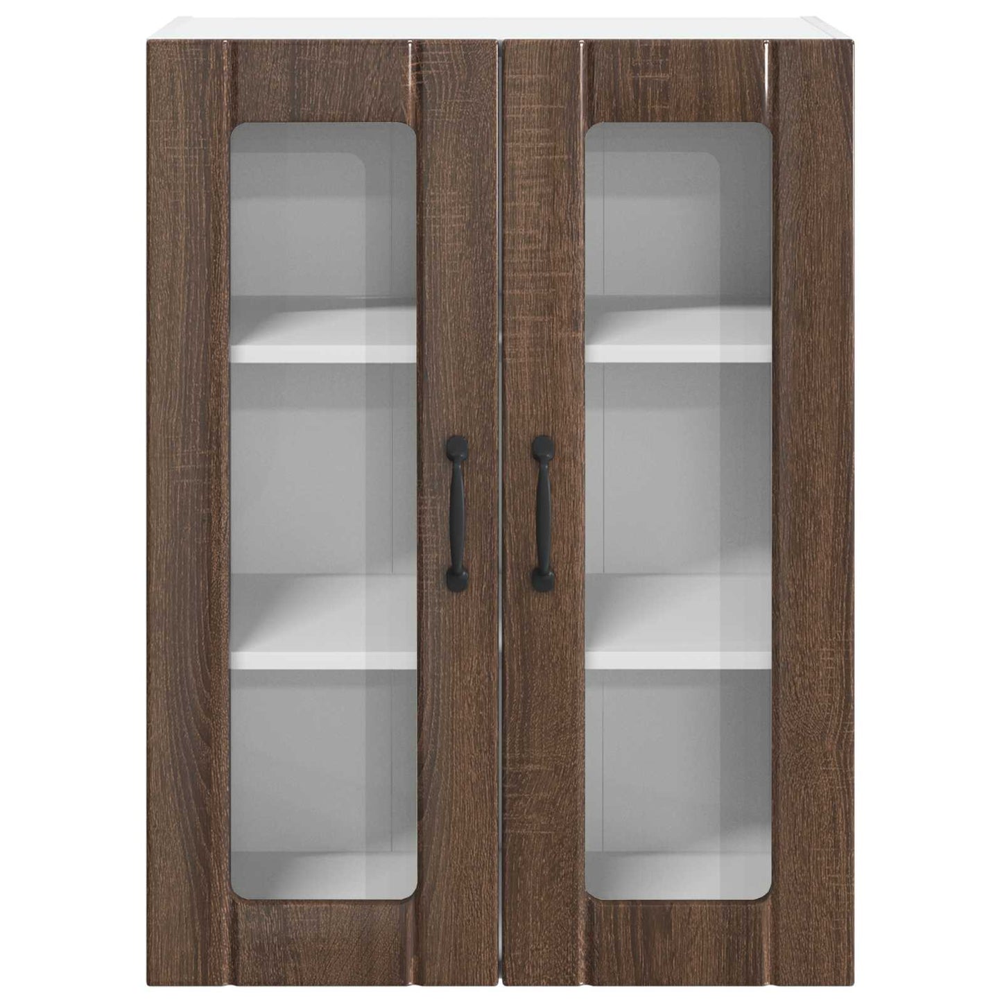 Wall Glass Cabinet LUCCA Brown Oak 60 x 31 x 80 cm