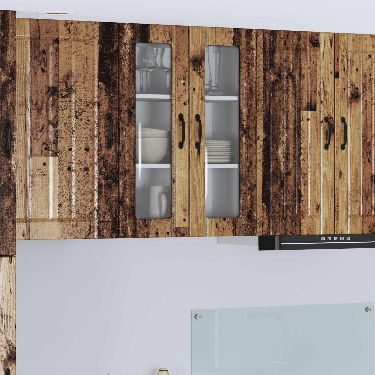 Wall Glass Cabinet LUCCA Old Wood 60 x 31 x 80 cm