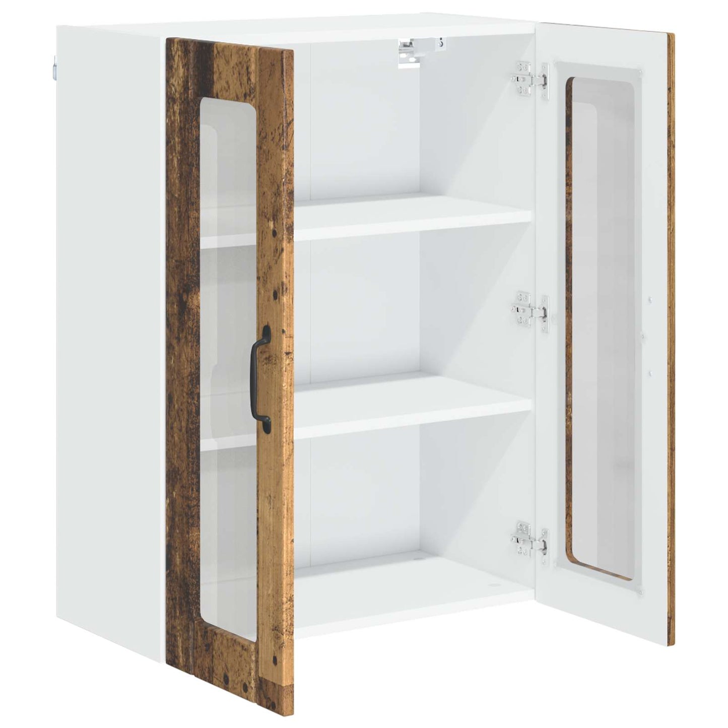 Wall Glass Cabinet LUCCA Old Wood 60 x 31 x 80 cm