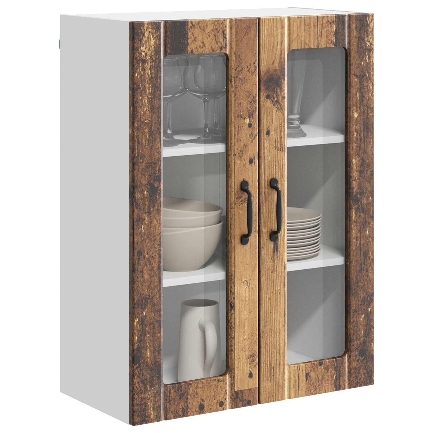 Wall Glass Cabinet LUCCA Old Wood 60 x 31 x 80 cm