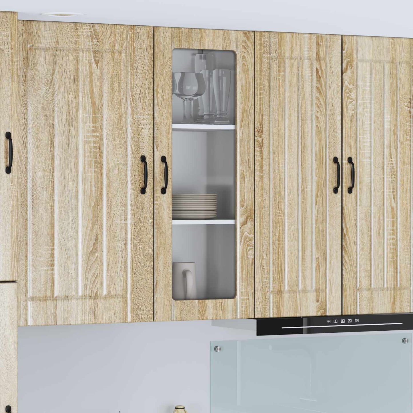 Wall Glass Cabinet LUCCA Sonoma Oak 40 x 31 x 100 cm