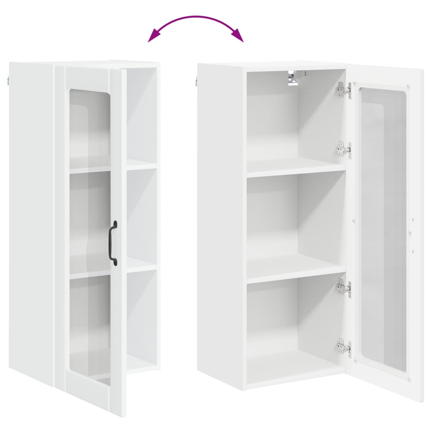 Wall Glass Cabinet LUCCA High Gloss White 40 x 31 x 100 cm