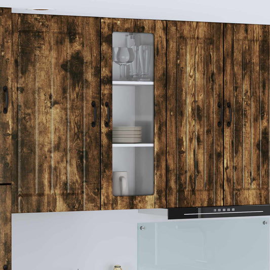 Wall Glass Cabinet LUCCA Smoked Oak 40 x 31 x 100 cm