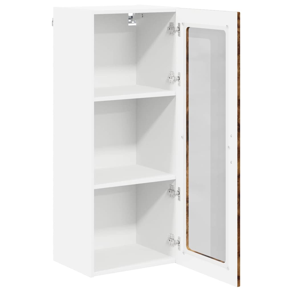 Wall Glass Cabinet LUCCA Smoked Oak 40 x 31 x 100 cm