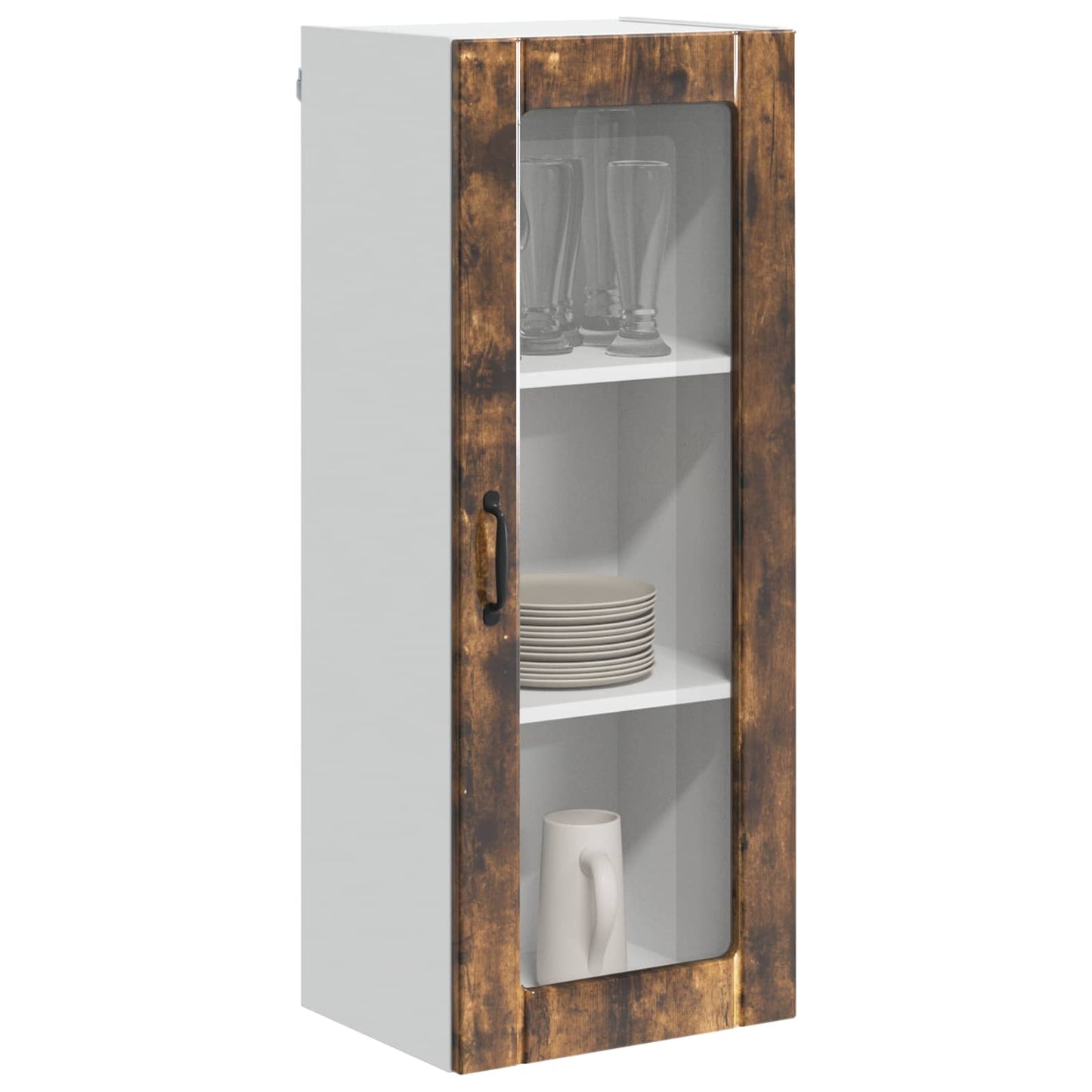 Wall Glass Cabinet LUCCA Smoked Oak 40 x 31 x 100 cm