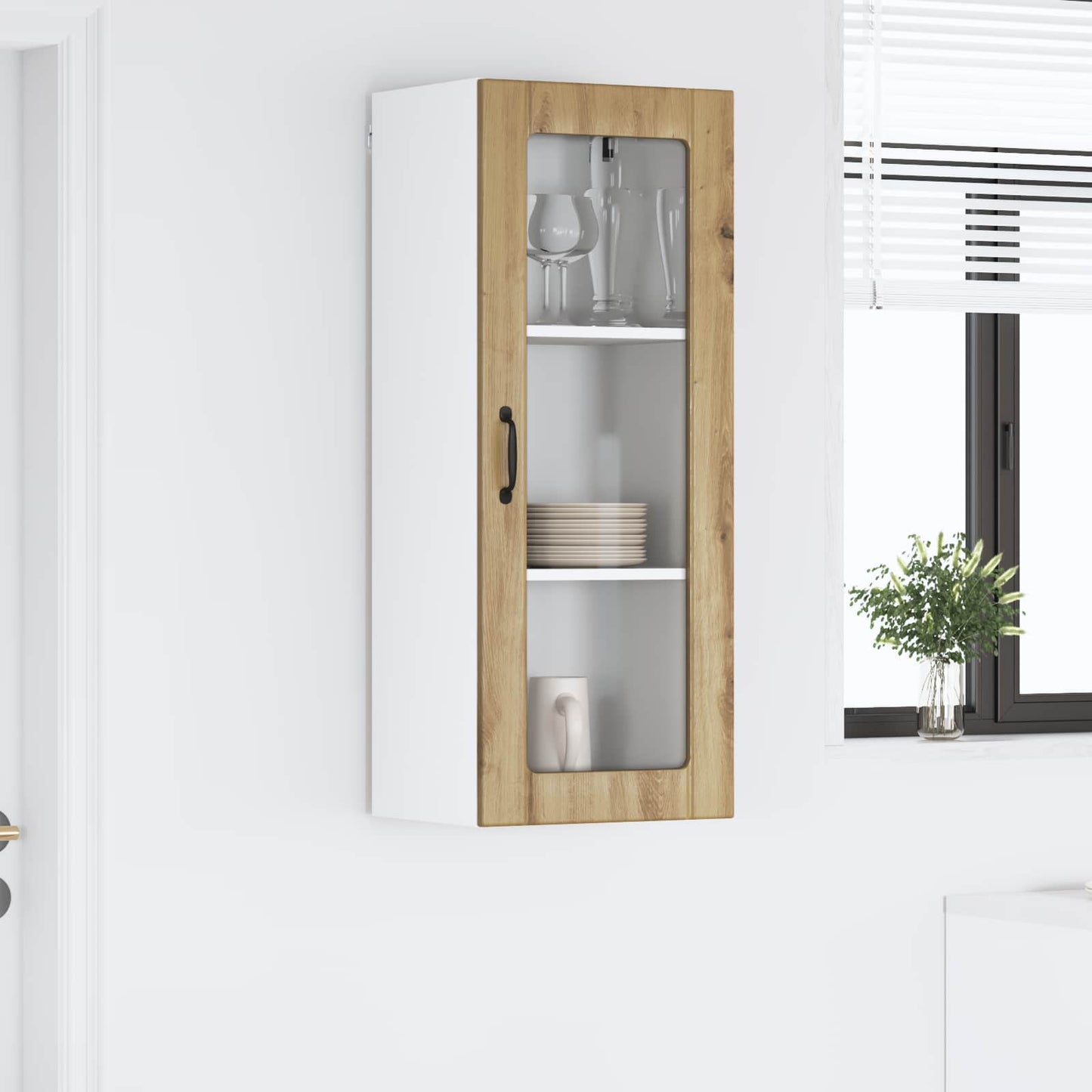 Wall Glass Cabinet LUCCA Artisan Oak 40 x 31 x 100 cm