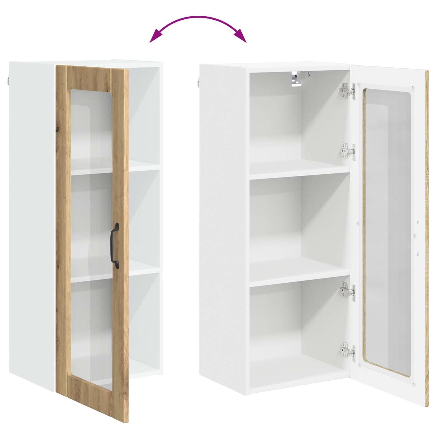 Wall Glass Cabinet LUCCA Artisan Oak 40 x 31 x 100 cm