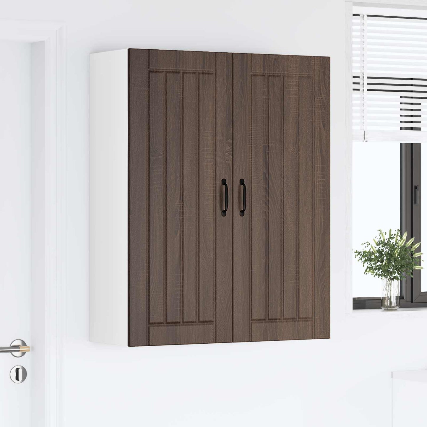 Wall Cabinet LUCCA Brown Oak 80 x 31 x 100 cm Engineered Wood