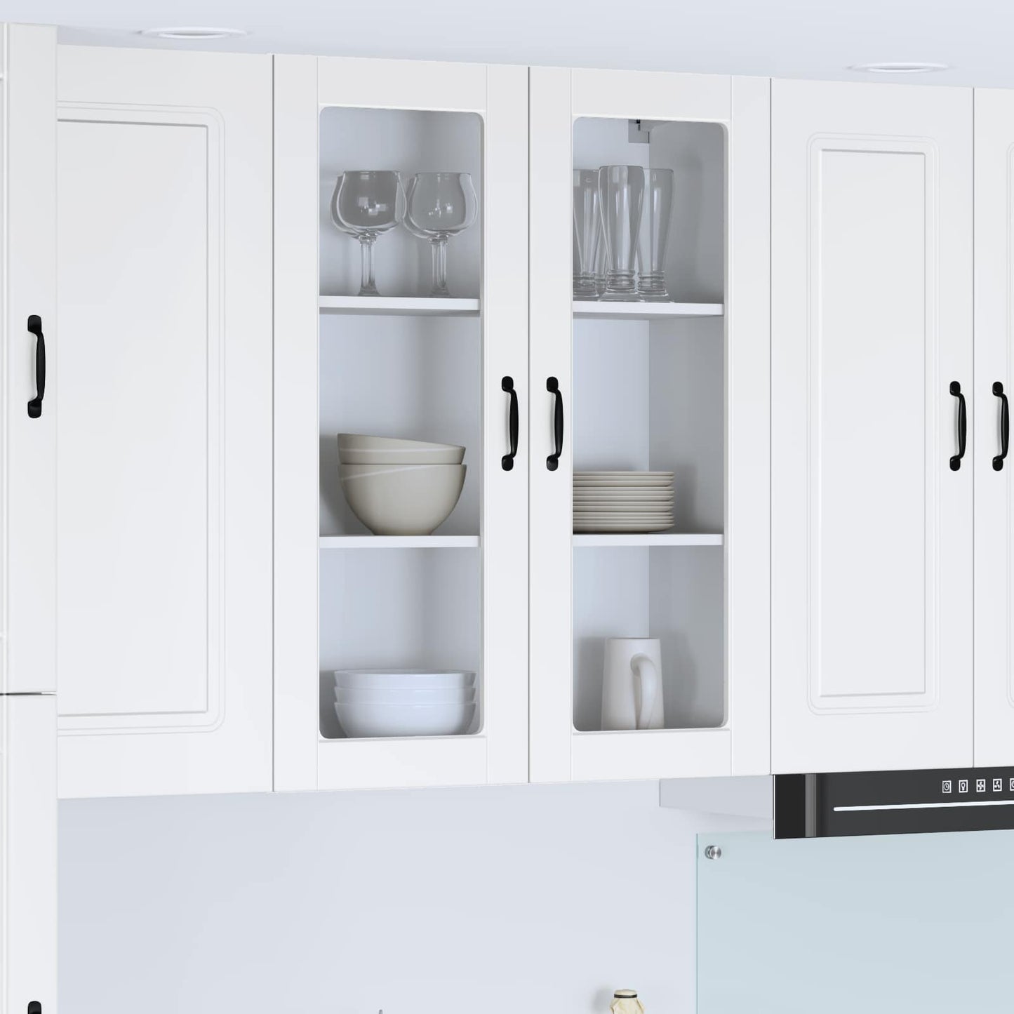 Wall Glass Cabinet LUCCA White 80 x 31 x 100 cm Engineered Wood