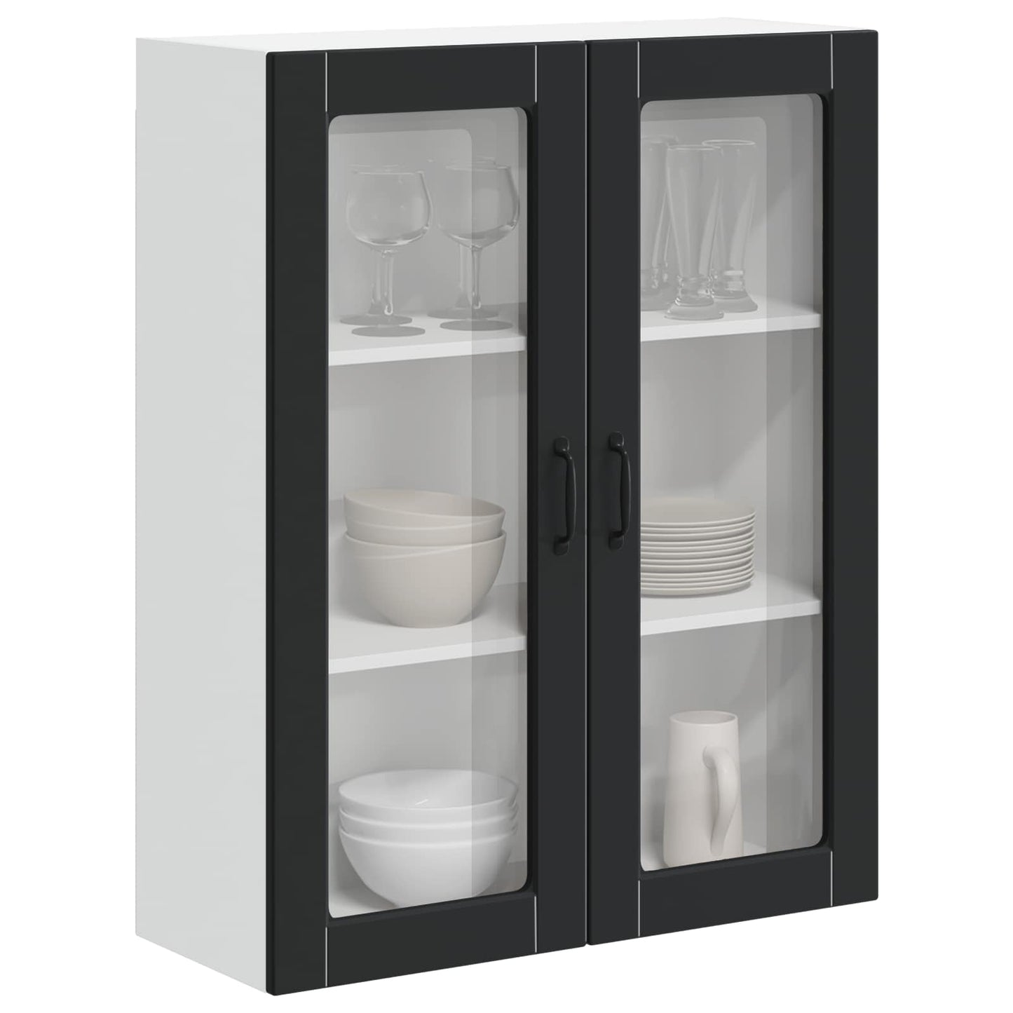 Wall Glass Cabinet LUCCA Black 80 x 31 x 100 cm Engineered Wood