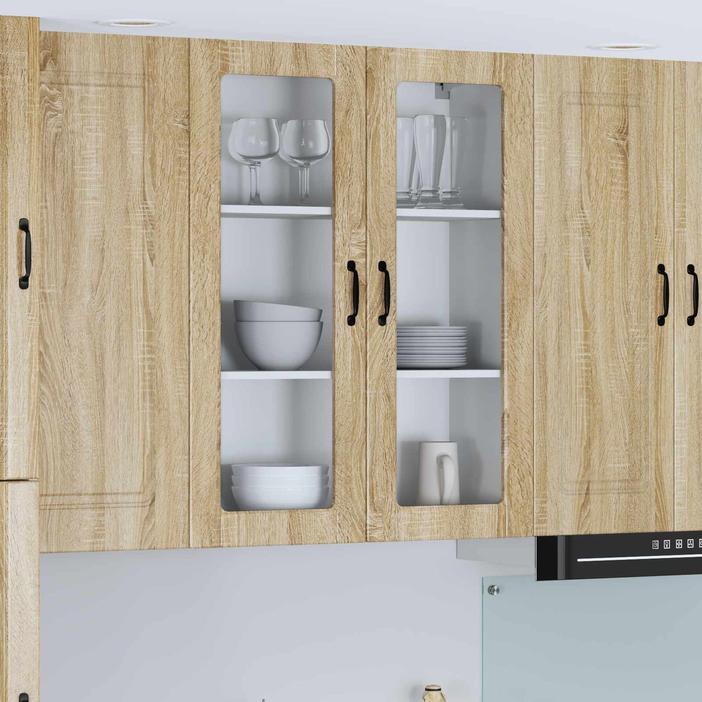 Wall Glass Cabinet LUCCA Sonoma Oak 80 x 31 x 100 cm