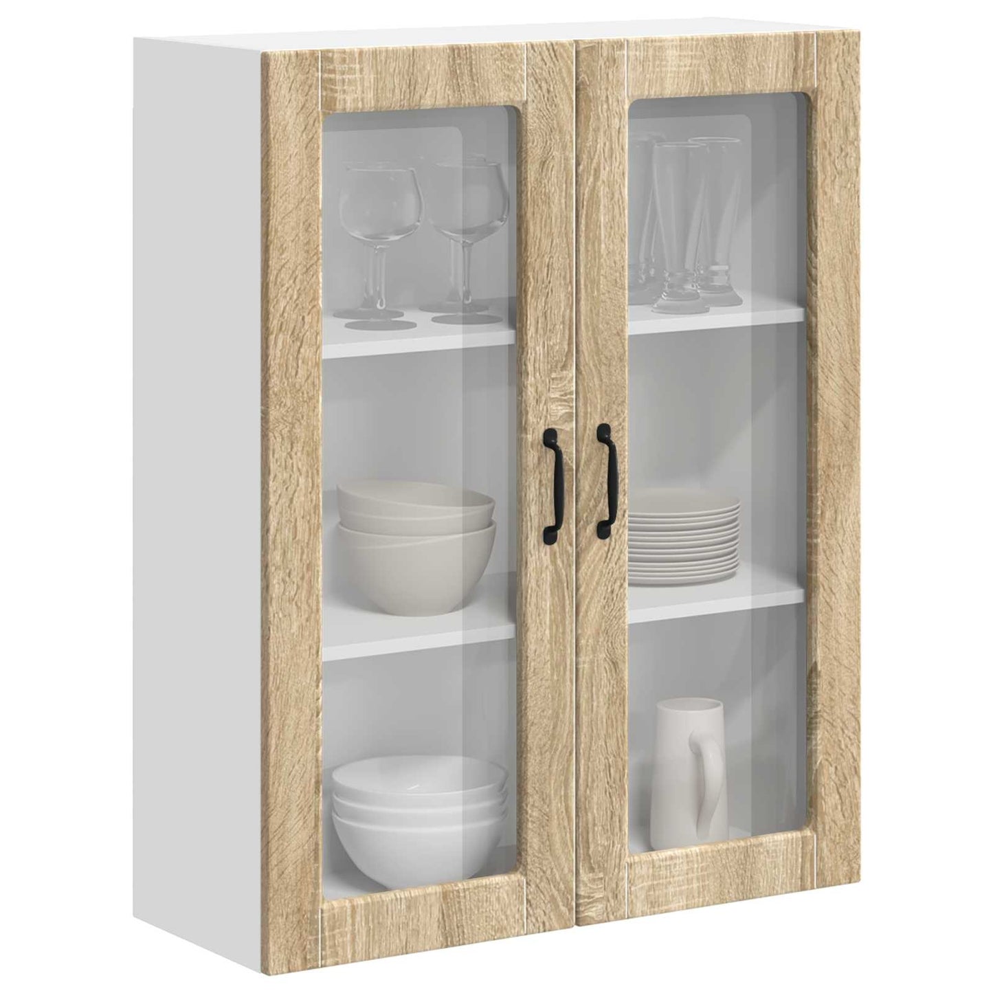 Wall Glass Cabinet LUCCA Sonoma Oak 80 x 31 x 100 cm