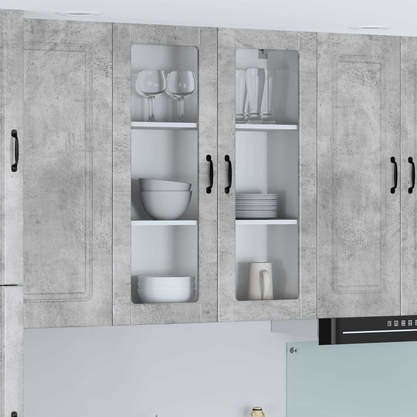 Wall Glass Cabinet LUCCA Concrete Grey 80 x 31 x 100 cm