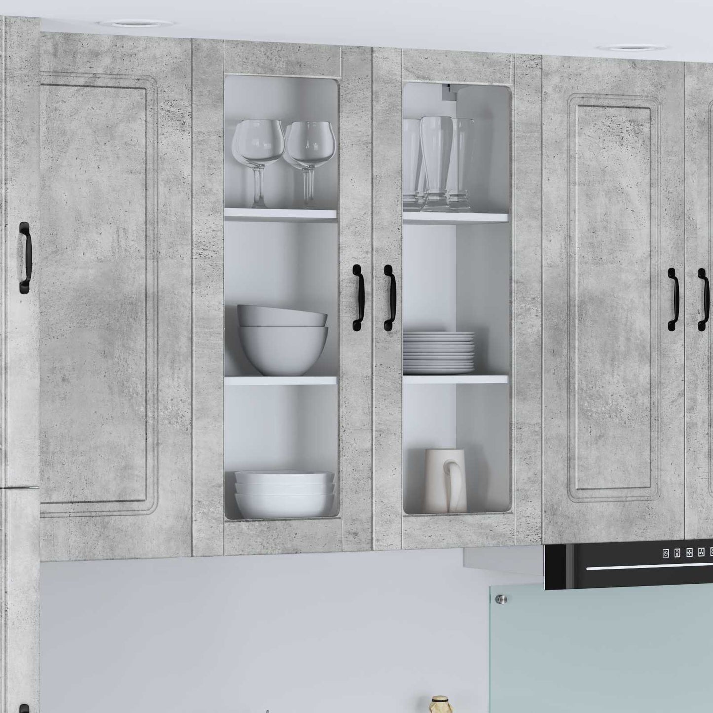 Wall Glass Cabinet LUCCA Concrete Grey 80 x 31 x 100 cm