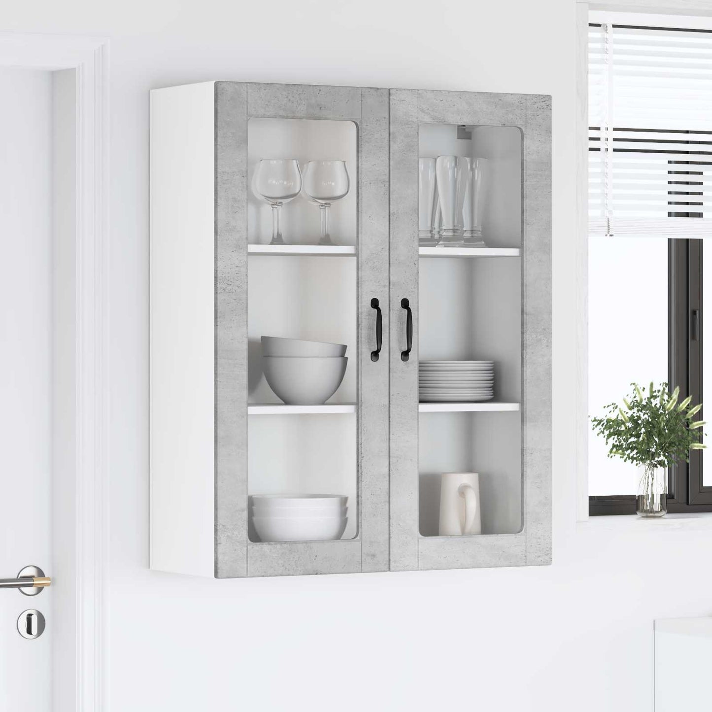 Wall Glass Cabinet LUCCA Concrete Grey 80 x 31 x 100 cm