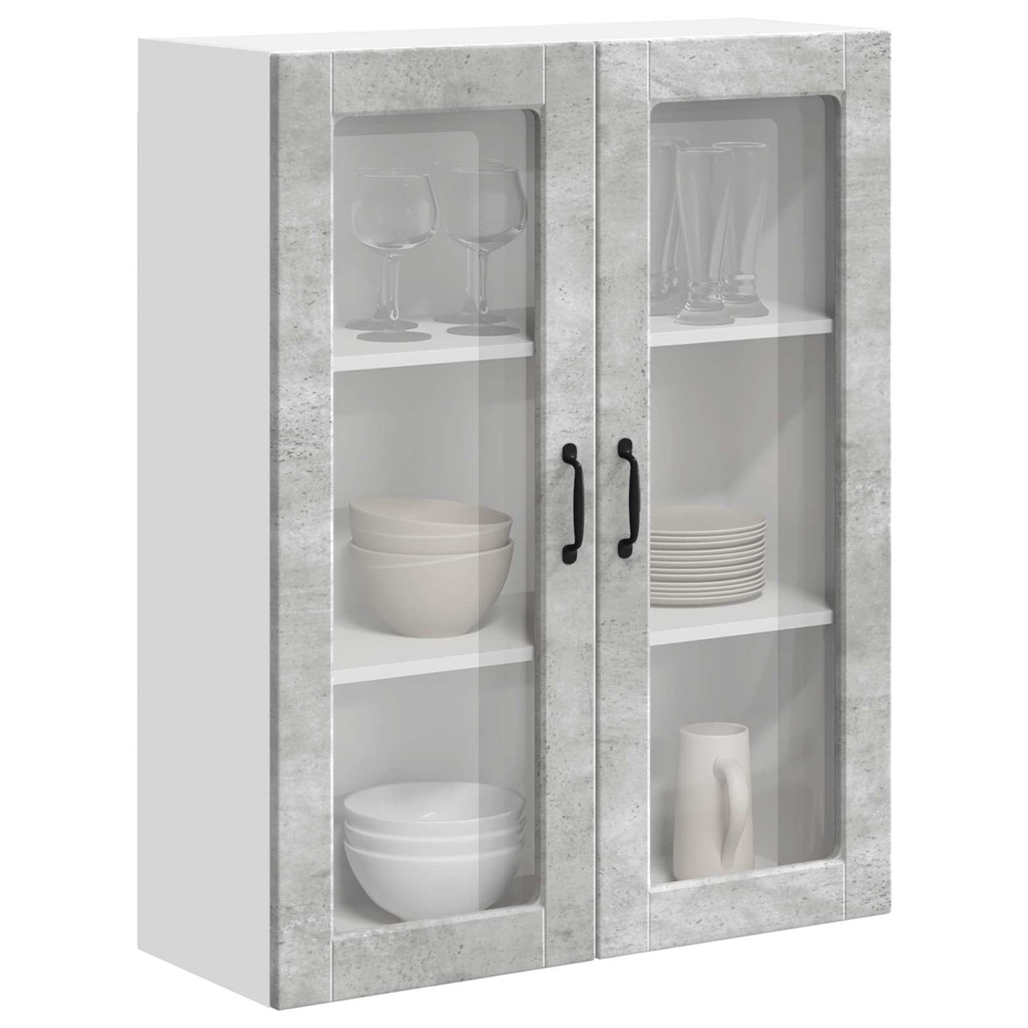 Wall Glass Cabinet LUCCA Concrete Grey 80 x 31 x 100 cm