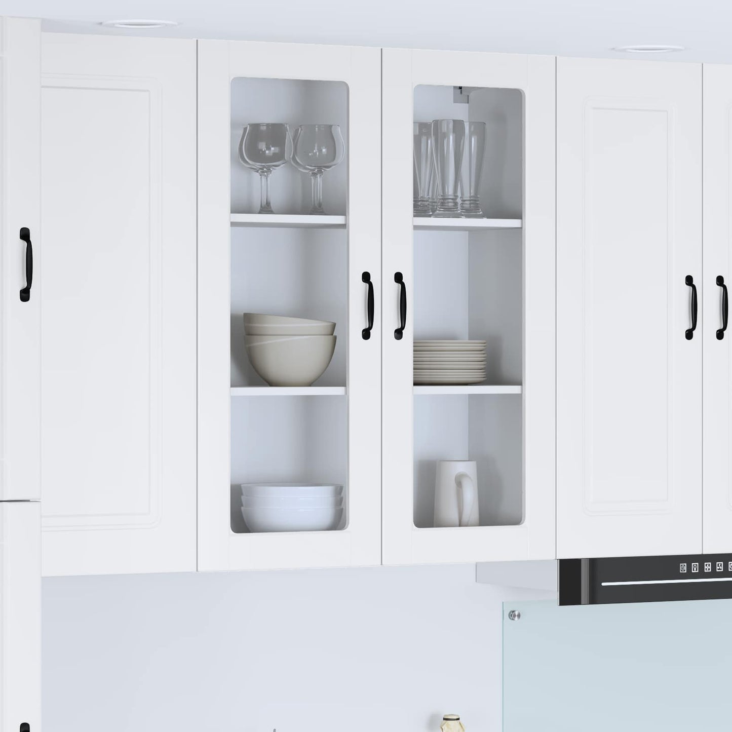 Wall Glass Cabinet LUCCA High Gloss White 80 x 31 x 100 cm
