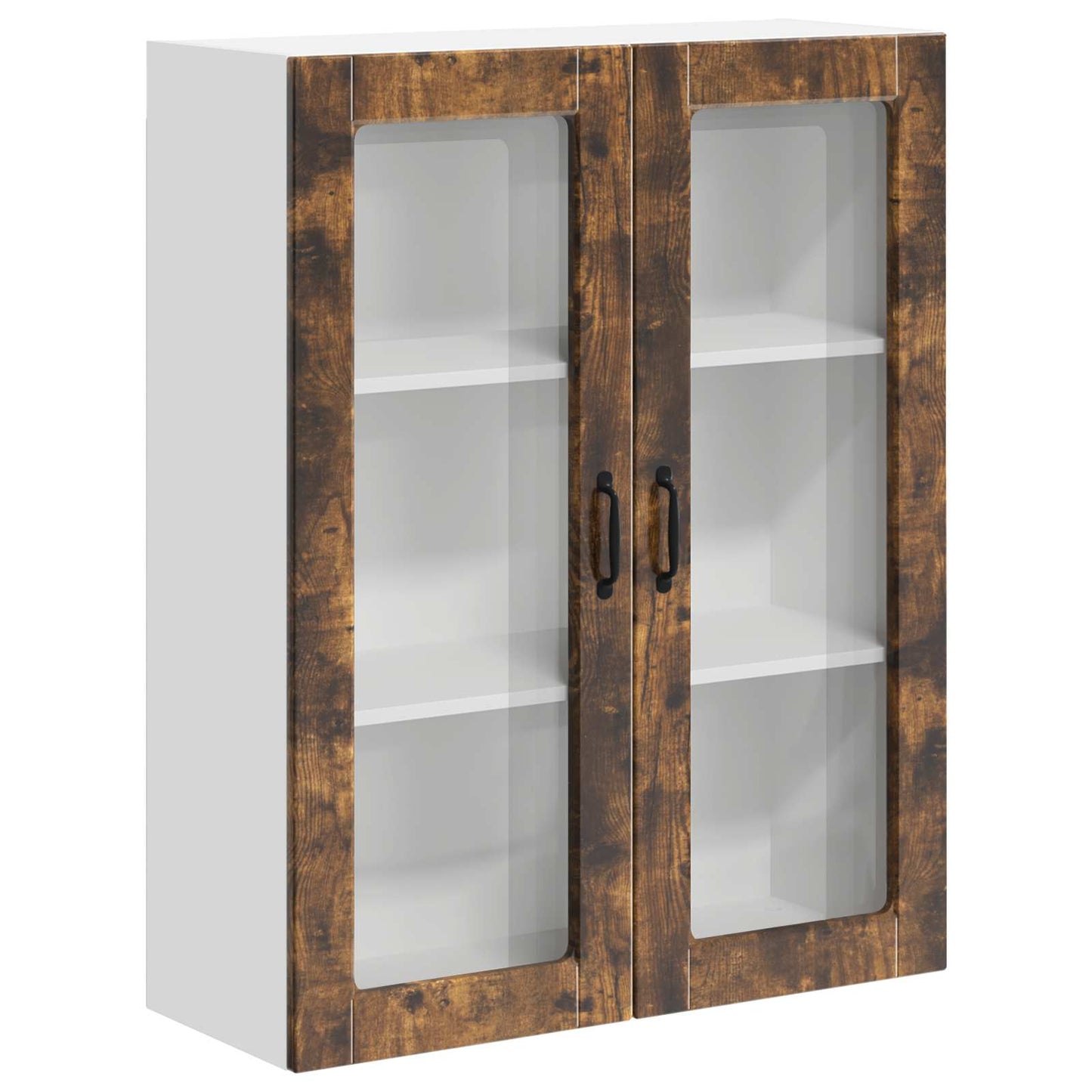 Wall Glass Cabinet LUCCA Smoked Oak 80 x 31 x 100 cm