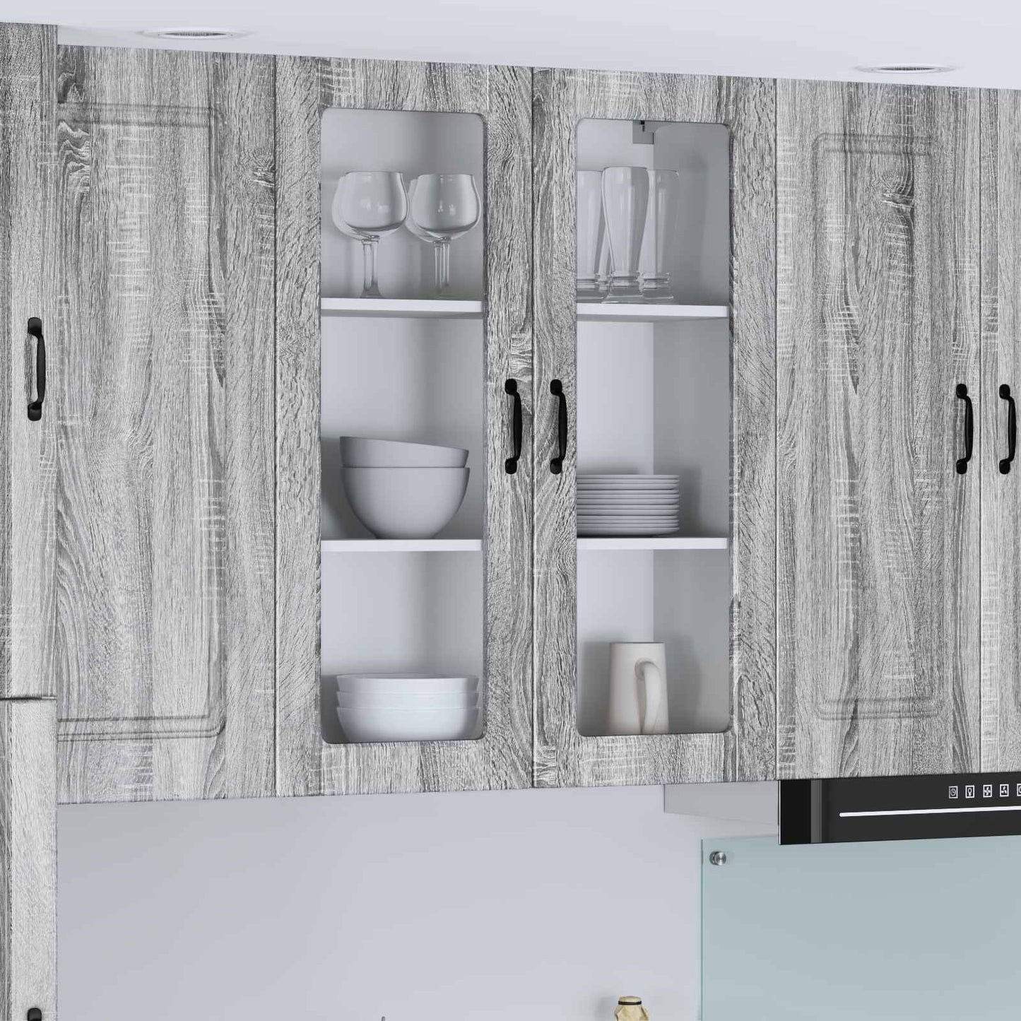 Wall Glass Cabinet LUCCA Grey Sonoma 80 x 31 x 100 cm