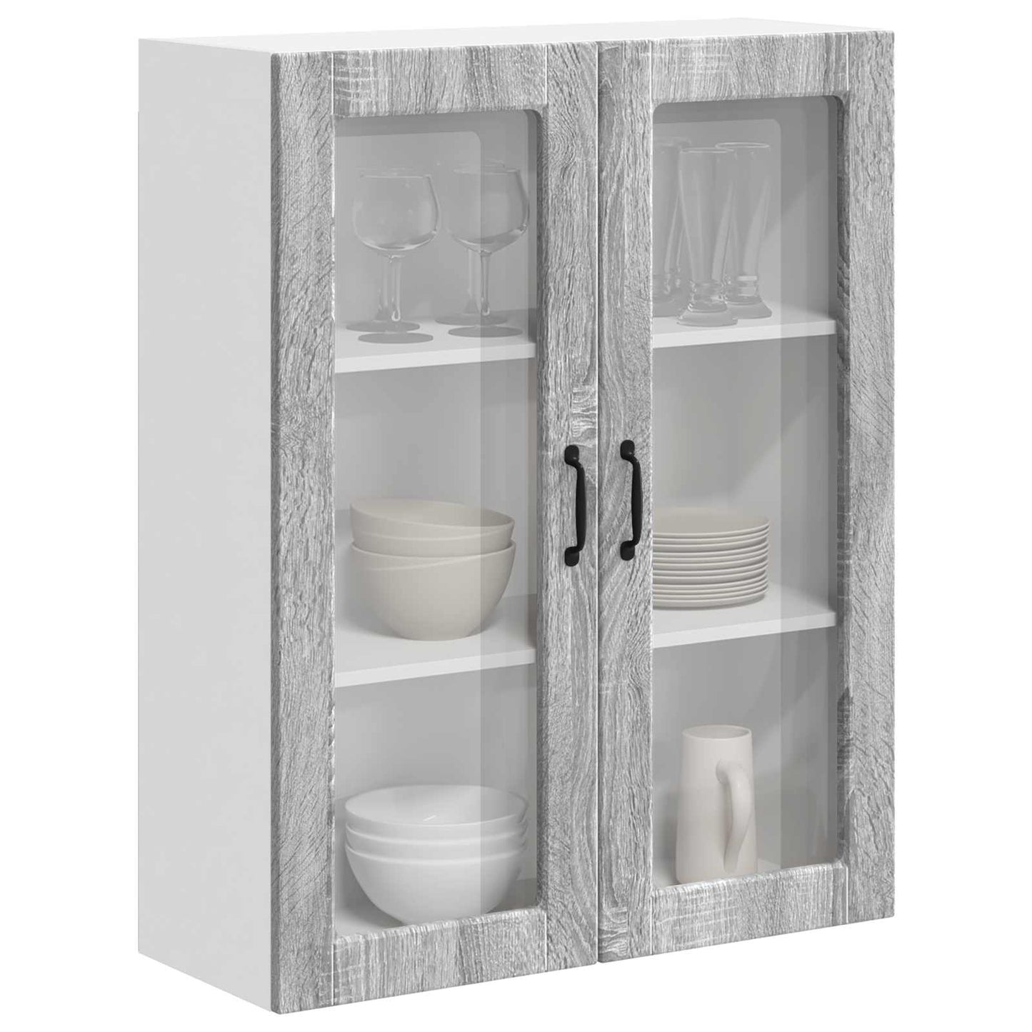 Wall Glass Cabinet LUCCA Grey Sonoma 80 x 31 x 100 cm